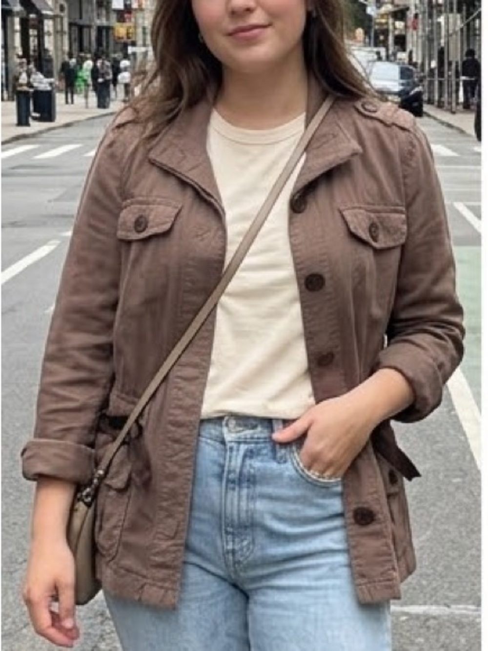 LOFT Utility Jacket in Brown Size LP Like New